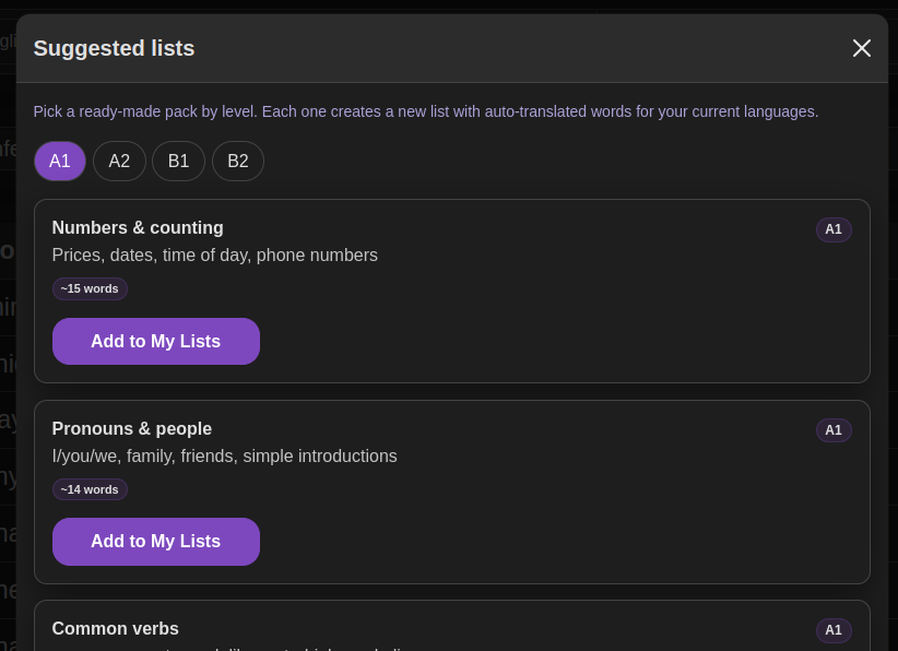 VocabPad - Word Lists